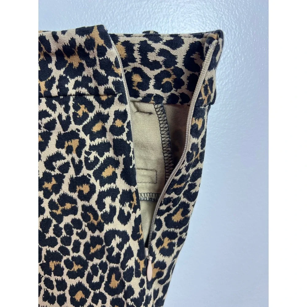 J. Crew Winnie‎ Pant Leopard Print Casual Career Women's 6 Cropped Straight Leg